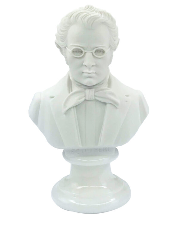 Entdecken Sie unsere elegante Schubert-Büste aus Alabaster! Diese 16 cm große Büste zollt dem berühmten Komponisten Franz Schubert Tribut. Hergestellt aus hochwertigem Alabaster, strahlt sie zeitlose Schönheit aus und eignet sich perfekt zur Dekoration Ihres Zuhauses oder Büros. Präsentiert auf einem edlen Marmorsockel, fängt die fein gearbeitete Büste die Essenz von Schuberts Vermächtnis ein. Ideal für Musikliebhaber, Sammler und als besonderes Geschenk. Die detaillierte Handwerkskunst macht sie zu einem beeindruckenden Kunstwerk, das die Persönlichkeit und das Erbe von Schubert einfängt. Bestellen Sie jetzt und verleihen Sie Ihrem Raum mit dieser Schubert-Büste einen Hauch von klassischer Eleganz und künstlerischem Flair.