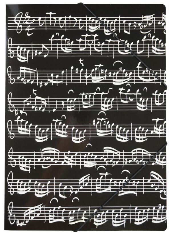 File with elastic band Sheet music black