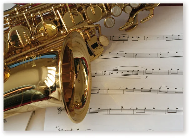 Saxophone/Sheet Music Postcard