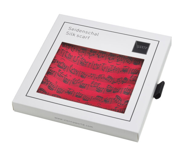 Silk scarf Sheet music red