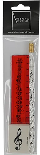 3-piece red treble clef writing set