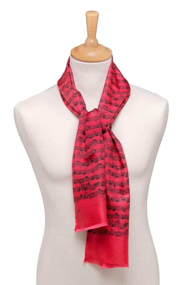 Silk scarf Sheet music red - Image 3