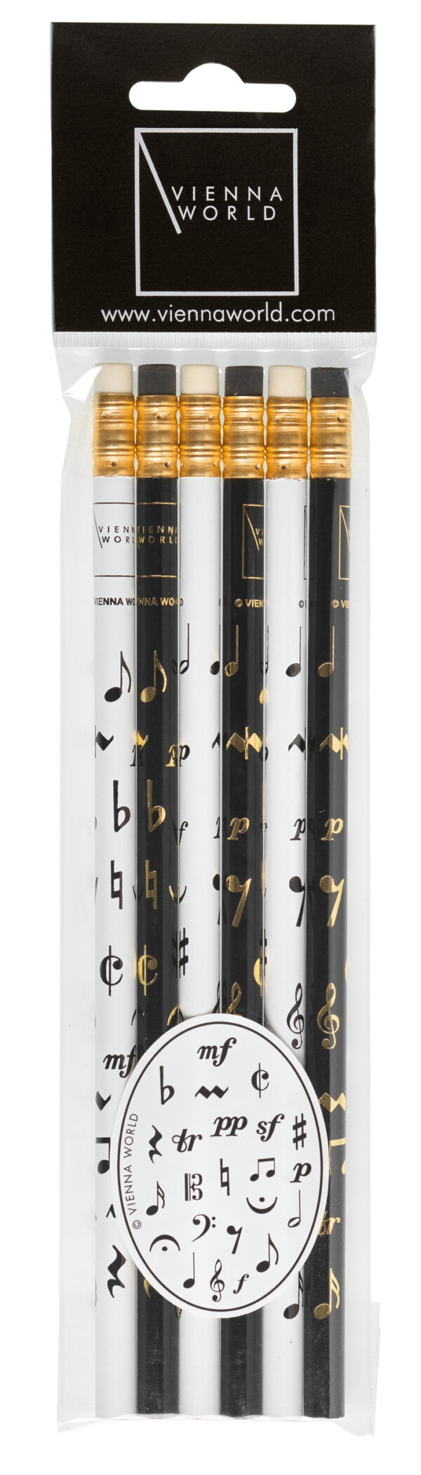 Pencil set Music symbols b/w (6 pcs)